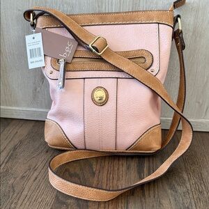 NWT BOC Born Concept Pink and Tan Crossbody Bag w/Electronics/Phone Charger